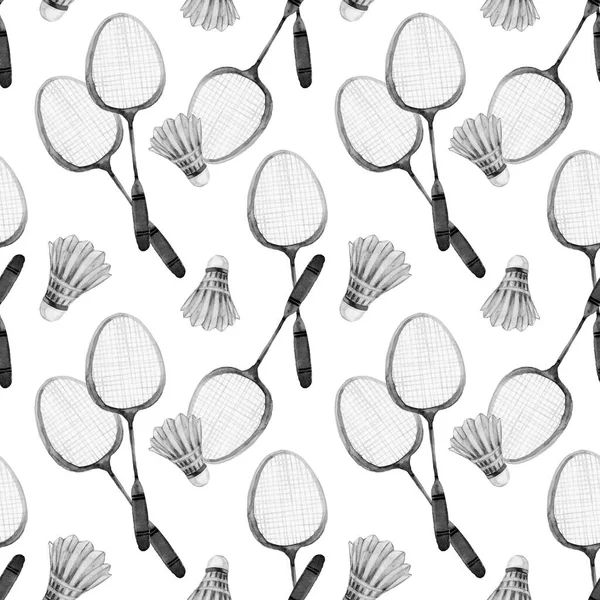 Elegant Seamless Badminton Pattern Vintage Style Sport Play Background — Stock Photo, Image