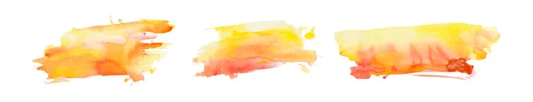 Conjunto Abstrato Desenhado Mão Texturizado Misto Vermelho Amarelo Aquarela Laranja — Fotografia de Stock