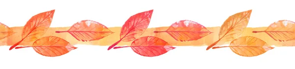 Akvarelem Malované Oranžové Podzimní Listí Pozadí — Stock fotografie