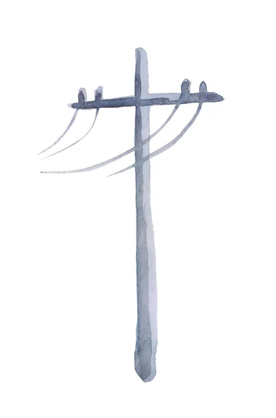 Nagyfeszültségű Torony Elektromos Vezeték Akvarell Hatás — Stock Fotó