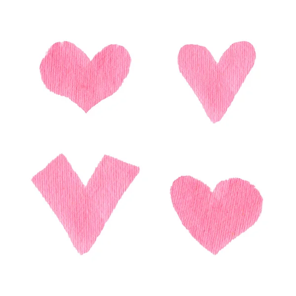Corações Rosa Simples Desenhados Mão Para Dia Dos Namorados — Fotografia de Stock