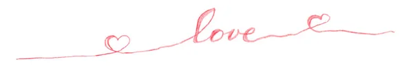 Ciągły Rysunek Linii Serca Słowa Miłość Jedna Linia Minimalistyczna Ramka — Zdjęcie stockowe