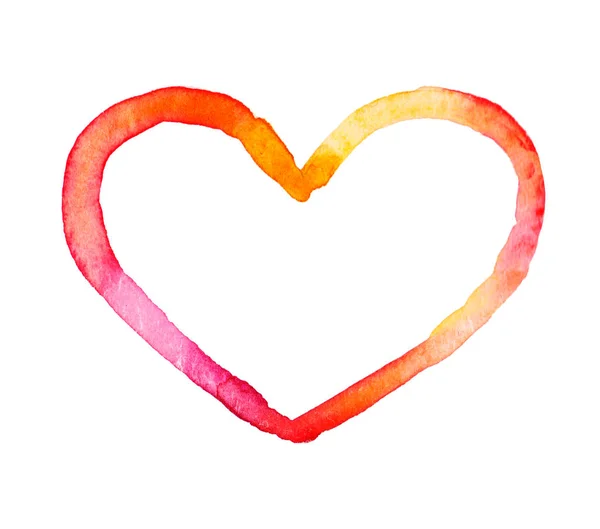 Akvarel Čmáranice Tvar Srdce Skica Červená Barva Ručně Kreslené Srdce — Stock fotografie
