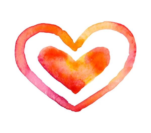 Handritat Målat Härligt Akvarellhjärta Akvarellelement För Design Glad Alla Hjärtans — Stockfoto
