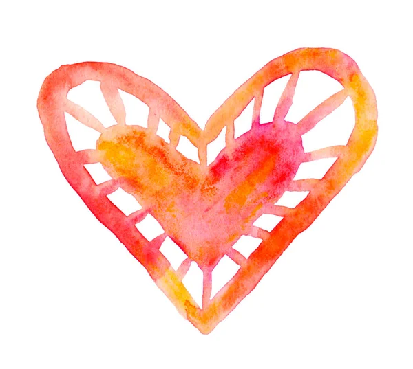 Coração Aquarela Símbolo Amor Abstrato Ilustração Desenhada Mão Isolada Sobre — Fotografia de Stock