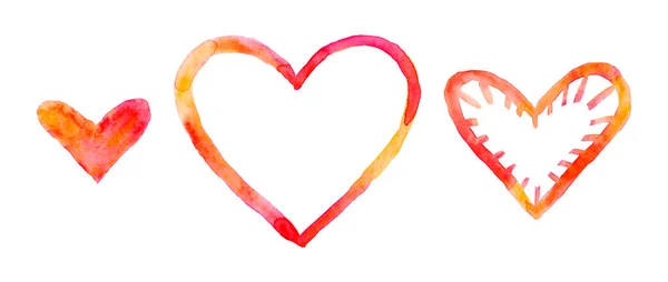 Heart Watercolor 아름다운 템플릿 발렌틴 페인트 핸드그리기 — 스톡 사진