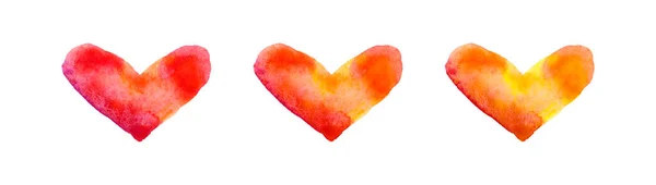 Corações Aquarela Ilustração Dia Valentim Branco — Fotografia de Stock