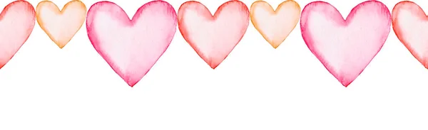 Форма Виконана Намальованих Акварельних Сердець Миле Романтичне Ідеальне Привітання Валентина — стокове фото