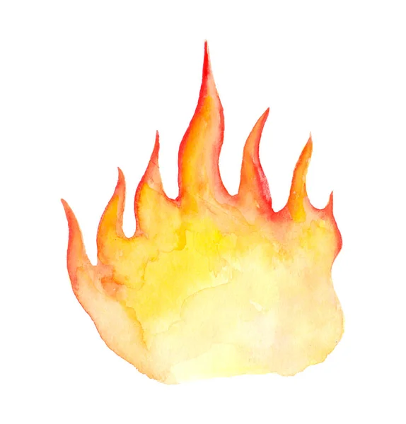 Watercolor Flame Illustration Aquarelle Red Yellow Fire White Background —  Fotos de Stock