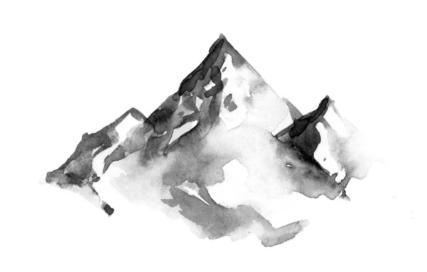 Mountains Rocky Peaks Abstract Minimalistic Style One Stroke Drawing Hand — Foto de Stock