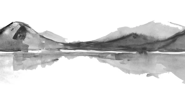 Mountains Engraving Seamless Pattern Black White — Stok fotoğraf