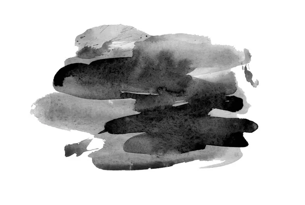 Искусство Акварели Черное Пятно Акварельной Бумаге Абстрактное Серое Пятно Белом — стоковое фото