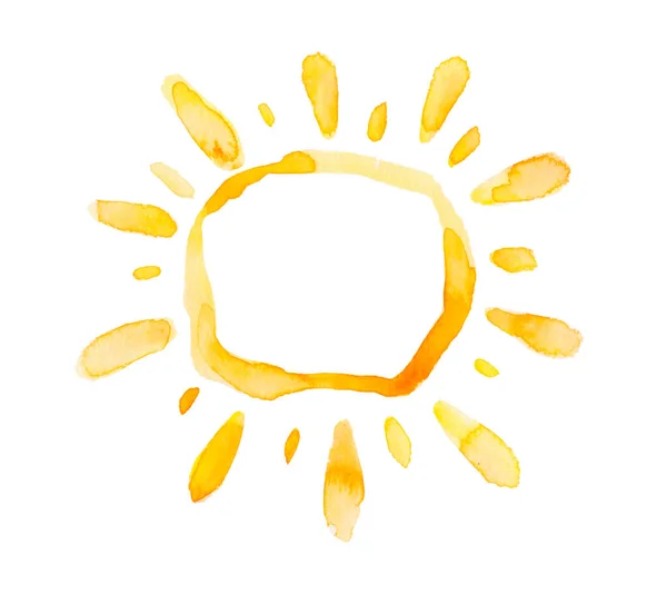 Hand Drawn Watercolor Sun Icon — Stock Photo, Image