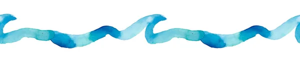 Pintura Agua Azul Abstracto Olas Acuarela Sin Costuras Mar Textura —  Fotos de Stock