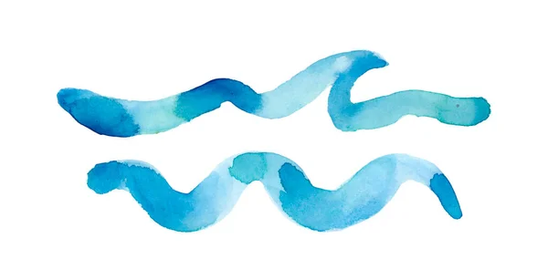 Onda Mar Ilustração Desenhada Mão Aquarela Abstrata Isolado Sobre Fundo — Fotografia de Stock