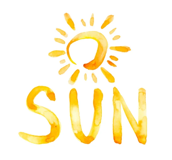 Ręcznie Rysowane Litery Słońce Idealny Element Wzornictwa Baner Pocztówkę Lub — Zdjęcie stockowe