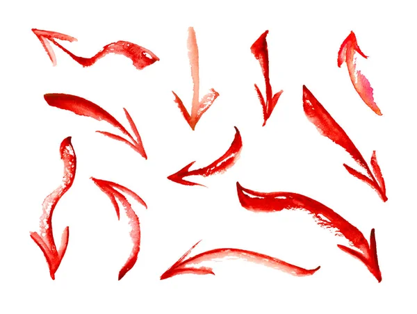 Zestaw Ręcznie Rysowanych Obiektów Czerwonej Farby Zastosowań Projektowych Abstrakcyjny Rysunek — Zdjęcie stockowe