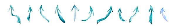 Set Watercolor Arrows Different Direction Isolated White Background — Stock Photo, Image