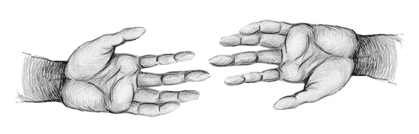 Ilustração Linha Contínua Duas Mãos Que Mal Tocam Esboço Simples — Fotografia de Stock