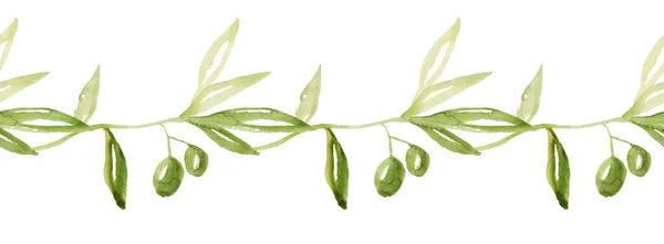 Nahtloser Olivenstrauß Stoff Muster — Stockfoto