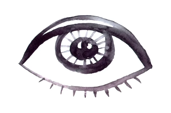 Illustrazione Acquerello Occhio Nero Sfondo Bianco — Foto Stock