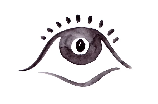 Spokojne Zdrowe Jasne Oko Malowane Akwarelą Czystym Białym Tle — Zdjęcie stockowe