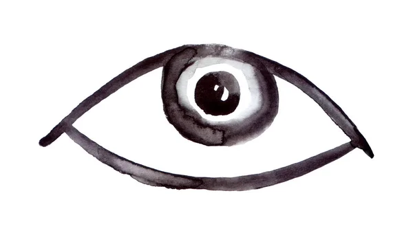 Brush Stroke Eye Black Ink Vision Icon Hand Drawn Grunge — Stock Photo, Image