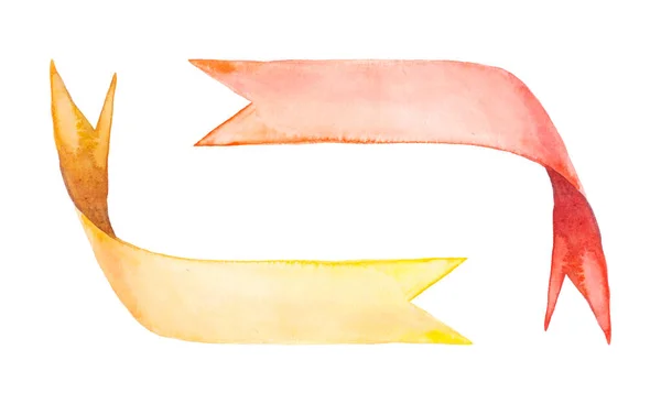 Set Watercolor Isolated Ribbons — Stock Photo, Image