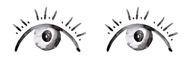 Symbol Oczu Buddy Ikona Znak Izolowany Białym Tle Linia Sztuki — Zdjęcie stockowe