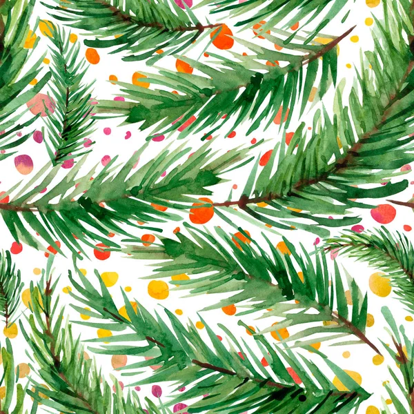 Ruční Malba Abstraktní Akvarel Vánoční Stromky Větve Tečky Opakující Vzor — Stock fotografie