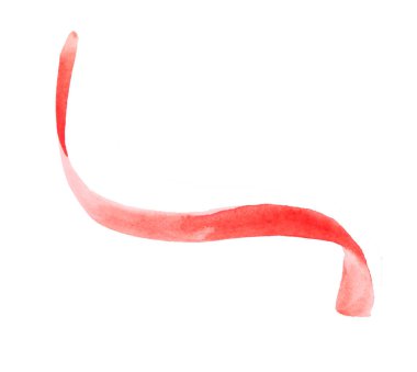 Suluboya kırmızı kurdele. Renkli dekorasyon. Suluboya çizimi