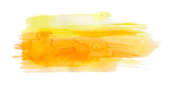 Beautiful Abstract Yellow Watercolor Art Hand Paint White Background Brush — стоковое фото