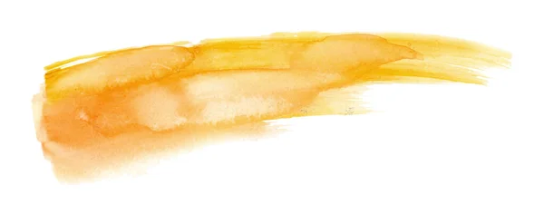 Festék Ecset Stroke Textúra Sárga Akvarell Folt Folt Elszigetelt — Stock Fotó