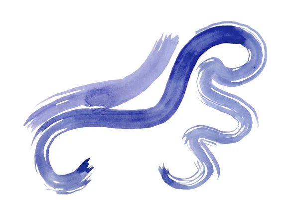 Акварельні Синьо Сірі Зигзагоподібні Щітки Білому Тлі Довгий Монохромний Акварельний — стокове фото