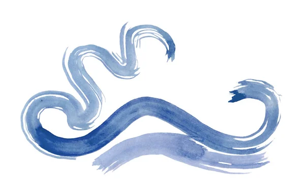 水彩边界纹理 青色手绘纹理 妻子线条笔刷 度假设计 — 图库照片