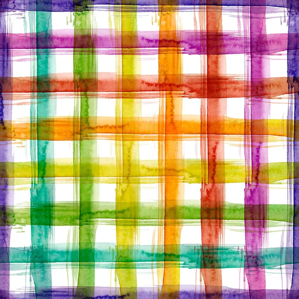 Vannfarget Rutemønster Fargerike Akvareller Med Striper Fargerike Penselstriper Med Vannfarger – stockfoto