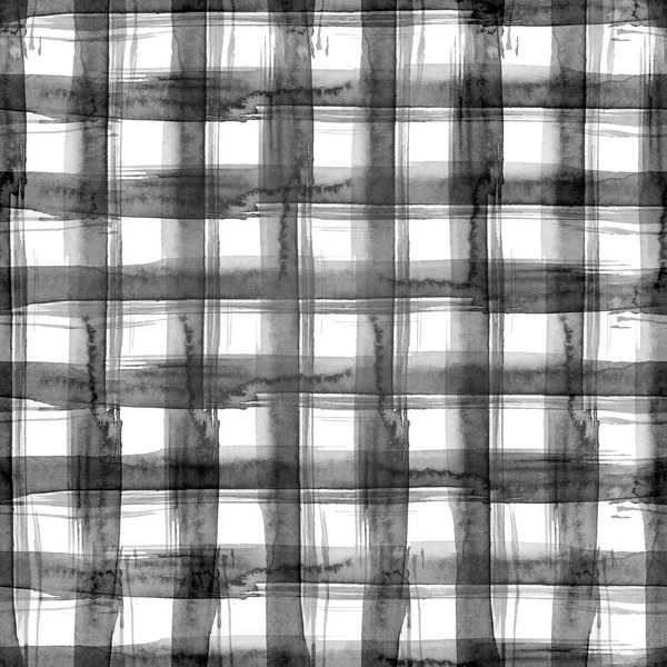 Pruhy Černé Bílé Grunge Gingham Tartan Kostkované Abstraktní Geometrické Bezešvé — Stock fotografie