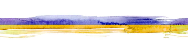 条纹无缝图案 乌克兰国旗蓝色和黄色条纹背景 水彩画笔迹 水彩画笔迹 — 图库照片
