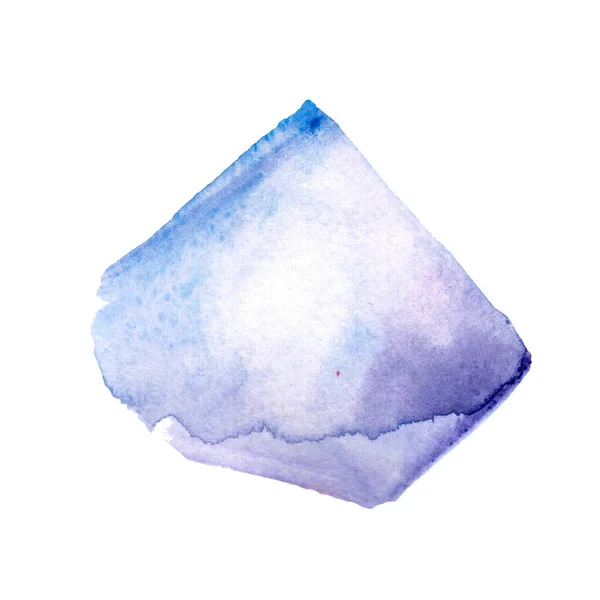 Beyaz Arka Planda Izole Edilmiş Suluboya Mavi Kristal Etiket Etiket — Stok fotoğraf