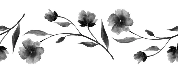 Черно Белые Виноградные Листья Геометрический Бесшовный Узор Старинном Стиле Дизайна — стоковое фото