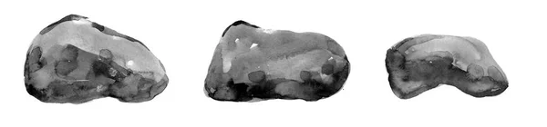 Suluboya Taşları Siyah Beyaz Çakıl Taşları Dijital Suluboya Çizimi — Stok fotoğraf