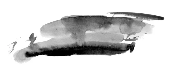 Мистецтво Акварелі Чорна Пляма Акварельному Папері Абстрактна Сіра Пляма Білому — стокове фото