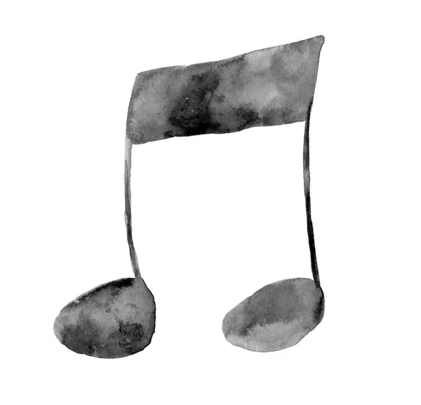Watercolor Isolated Black Ink Music Note — Stock Photo, Image