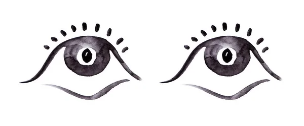 ハロウィーン用の静脈を持つ2つの目の画像 ブラック アウトライン 手描き ポスター ポストカード 休日の招待状 装飾のデザイン — ストック写真