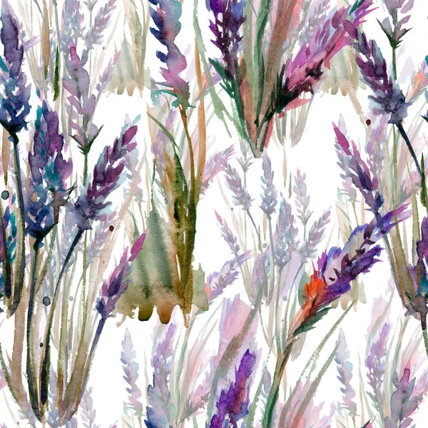 Aquarellmuster Mit Lavendel Handbemalung Aquarell Illustration — Stockfoto