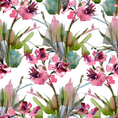 Soyut çiçek dikişsiz desen. Parlak renkler, açık bir arka plan üzerinde boyama. Kiraz çiçekleri.