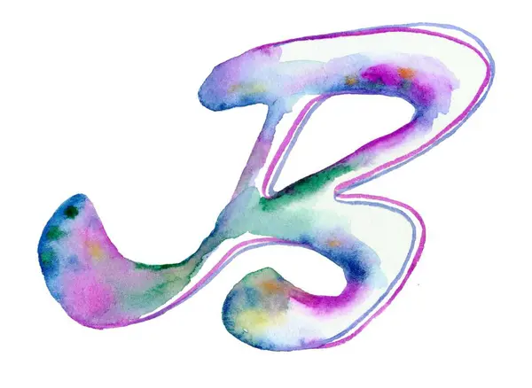 stock image Vibrant watercolor illustration with a hand-drawn letter 