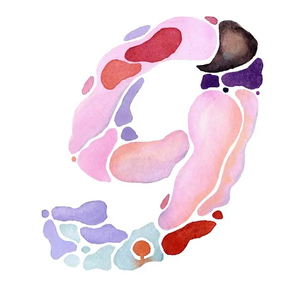 Stock image Hand-painted watercolor number 