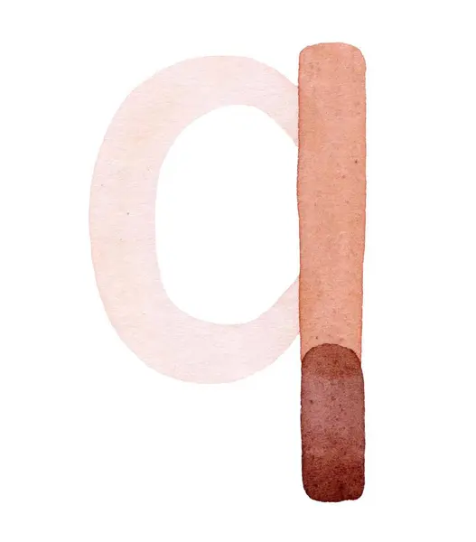 stock image Hand-painted watercolor lowercase letter 'q' in soft pastel tones. Elegant and organic, this artistic design is ideal for branding, educational materials, and creative projects