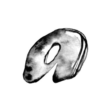 Siyah ve beyaz suluboya, yumuşak eğimli ve organik şekilli küçük 